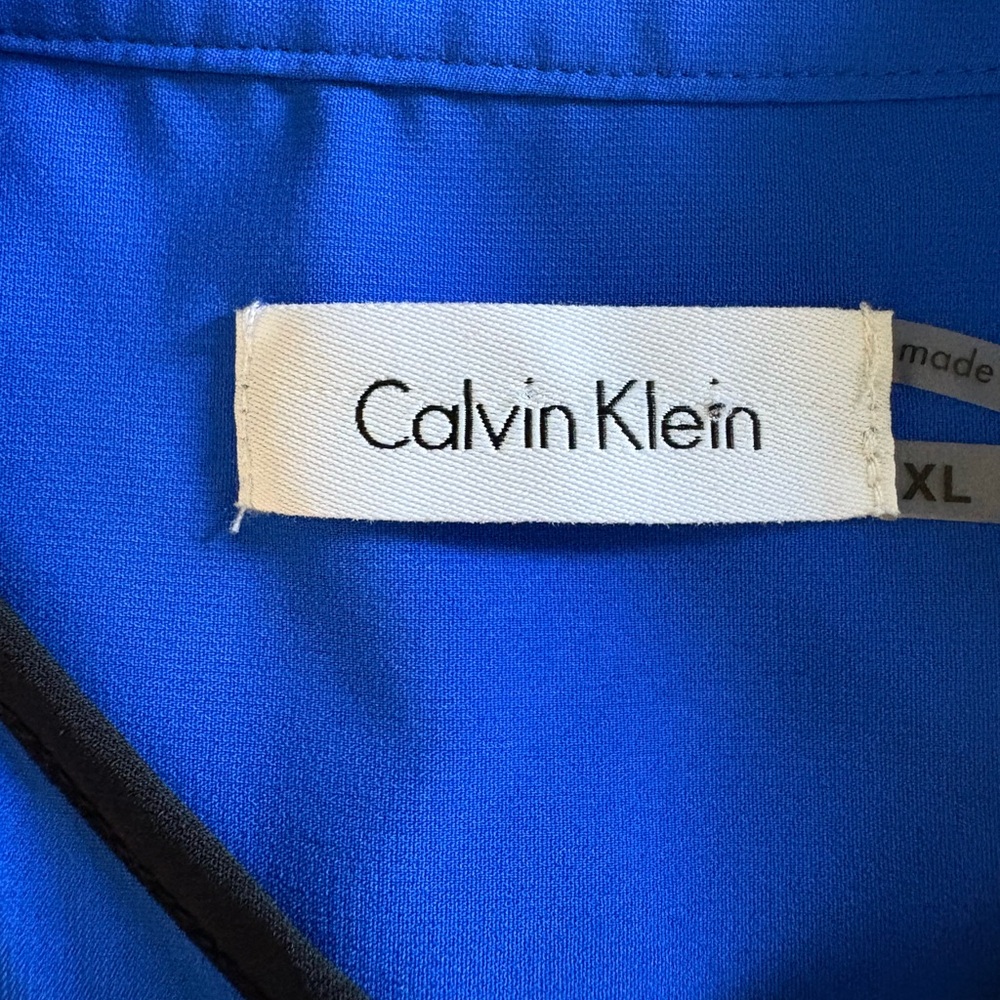 Calvin Klein Designer Blue Ruffled Sleeveless Blouse XL - Picture 5 of 5